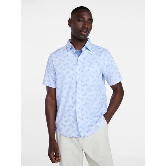 George Men's and Big Men's Button Up Performance Shirt with Short Sleeves, Sizes S-3XL