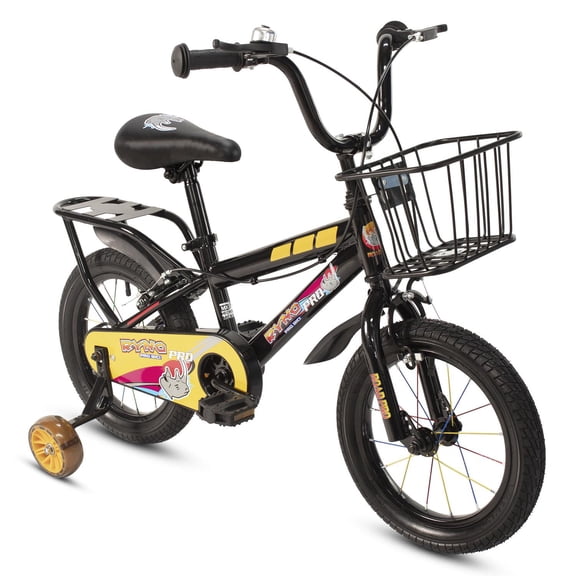 Bicicleta Infantil R14 Dorada Canastilla Rueditas Portabulto