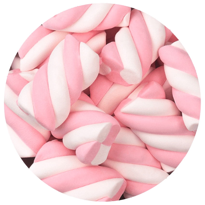 Pink & White Marshmallow Twists, 8.8 Oz. Bag, Bulk Marshmallows, The Hampton Popcorn & Candy