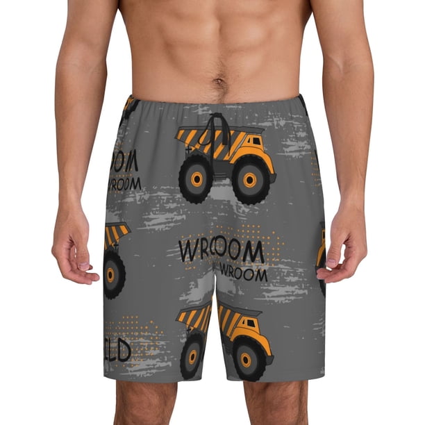 Fotbe Construction Machines Pantalones Cortos de Pijama para Hombre, Ropa de Dormir, Pantalones de Pijama Cortos para Hombre-Large