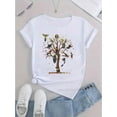 thumbnail image 2 of 1pc Women'S Fashion Colorful Birds on Dead Tree Print T-Shirt, Casual Crew Neck Short Sleeve Top, Polyester Knit Fabric, Medium Stretch, All-Season Comfort Fit, 2 of 6