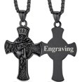 thumbnail image 1 of Collar con colgante de cruz de Jesús de joyería cristiana para hombres y mujeres con delicado empaque de regalo personalizable - Negro (personalizado) - yuxing, 1 of 4