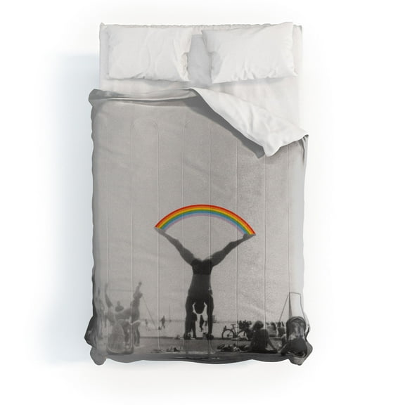 Society6 Julia Walck Straddle Rainbow Handstand Comforter Cotton Full