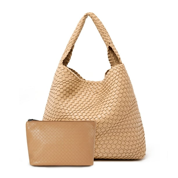 Bolso de mano MELOLILA grande de piel tejida para mujer con bolso de mano