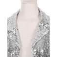 thumbnail image 7 of YONGHS Women Long Sleeve Lapel Sequin Blazer Jacket Cocktail Club Party Cardigan Coat Silver XL, 7 of 7
