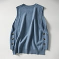 thumbnail image 5 of RMGVDSD Women's Sleeveless Sweater Vest Loose Fit Crew Neck Pullover Ribbed Knit Sweater Vest Tops Fall Clothes Solid Color Soft Sweater Fashion Outfit /Blue, 5 of 9