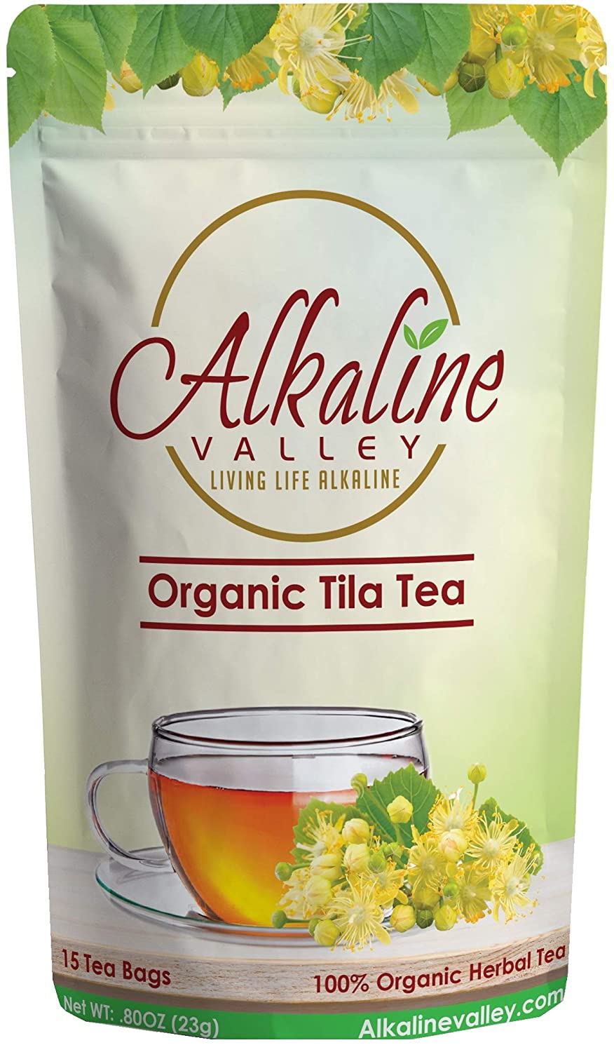 Linden Flower Tea, Tila Tea or Te De Tila - 100% Organic and Alkaline - 15 Unbleached/Chemical-Free Linden Tea Bags - Caffeine-Free, No GMO - image 1 of 3