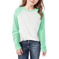 thumbnail image 5 of Boys Girls Raglan Long Sleeve T Shirts Casual Loose Crewneck Color Block Tee Tops Kids Cute Fall Blouses 2-15 Years, 5 of 6