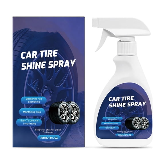 Tire Shine Spray Car Tire Dressing and Gloss Polish Long-Lasting Satin Finish for Rubber Restoration Easily Daily Maintenance, 12oz