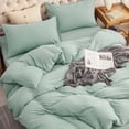 thumbnail image 4 of PURE ERA Ultra Soft Jersey Knit Solid Duvet Cover 3pc Set 100% T-Shirt Cotton (Full Size, Sage Green), 4 of 5