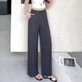 thumbnail image 2 of Pantalones de Verano de Pierna Recta con Pretina Elástica y Pantalones de Pierna Ancha para Mujer, 2 of 2