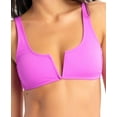 thumbnail image 2 of California Waves VIOLET Juniors Ribbed V-Wire Bralette Bikini Swim Top, US Small, 2 of 2