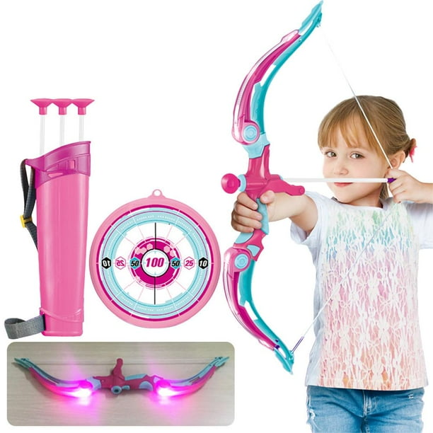Juego De Tiro Con Arco Para Niños Que Incluye Soporte De Flecha De Tablero Flechas De Ventosa Y Arco De Luces Led Para Niños Juego De Interior Al Aire Libre Moyic OD014891-02