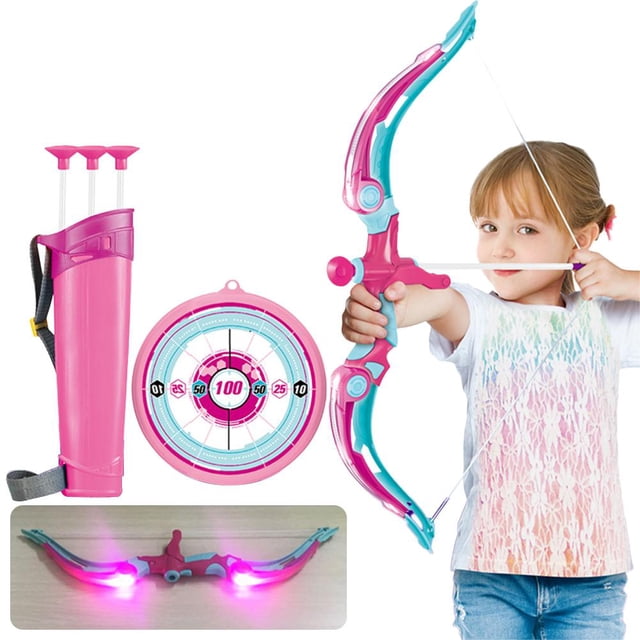 Juego De Tiro Con Arco Para Niños Que Incluye Soporte De Flecha De Tablero Flechas De Ventosa Y Arco De Luces Led Para Niños Juego De Interior Al Aire Libre qarigey OD014891-02