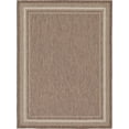 thumbnail image 1 of Unique Loom Outdoor Collection Transitional Indoor & Outdoor Casual Solid Tonal Border Area Rug, 9 x 12 ft, Brown/Beige, 1 of 2