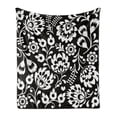 thumbnail image 1 of Folk Art Soft Flannel Fleece Blanket, Monochromatic Polish Traditional Botanical Motifs Flowers with Peduncles, Cozy Plush for Indoor and Outdoor Use, 50" x 70", Charcoal Grey White, by Ambesonne, 1 of 6