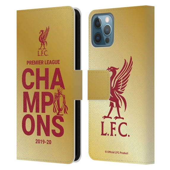 Head Case Designs Officially Licensed Liverpool Football Club 2020 Champions Gold Typography Leather Book Wallet Case Compatible with Apple iPhone 12 / iPhone 12 Pro