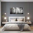 thumbnail image 3 of ZHONGYUTONG Large Black and White Canvas Wall Art Sunrise Misty Forest Tree Painting Prints Natural Scenery Pictures Home Decor for Living Room Office Framed (20.00" x 40.00"), 3 of 6