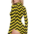 thumbnail image 4 of joogoo Yellow Lines Women's Mock Turtle Neck Long Sleeve Bodysuit L, 4 of 8