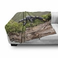 thumbnail image 2 of Salamander Soft Flannel Fleece Throw Blanket, Picturesque of a Walking Animal on Branch with Moss Blurry Background Print, Cozy Plush for Indoor and Outdoor Use, 70" x 90", Multicolor, by Ambesonne, 2 of 5