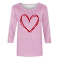 thumbnail image 4 of Ailaofu T-Shirts de la Saint-Valentin à Manches 3/4 Col Rond pour Femmes avec Imprimé Cœur Graphique, 4 of 5