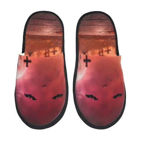 Balery Pumpkins Slient Indoor Furry Fleece Comfort House Shoes Soft Non-Slip Home Shoes Cotton slippers House Slippers-- Medium