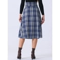 thumbnail image 4 of DARING DIVA Women's High Elastic Waist Fall Winter A-Line Midi Skirt L Dark Blue, 4 of 6