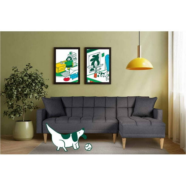 Sala Modular Reversible De Lino Gris Oxford Modelo Alpak