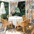 thumbnail image 2 of Boho Morocco Outdoor Curtains for Patio Waterproof,Windproof Privacy Curtains with Weighted Bottom,Retro Farmhouse Ethnic Neutral Aesthetic Outside Drapes for Picnic Garage Yard 54"x84" 2 Panel, 2 of 8