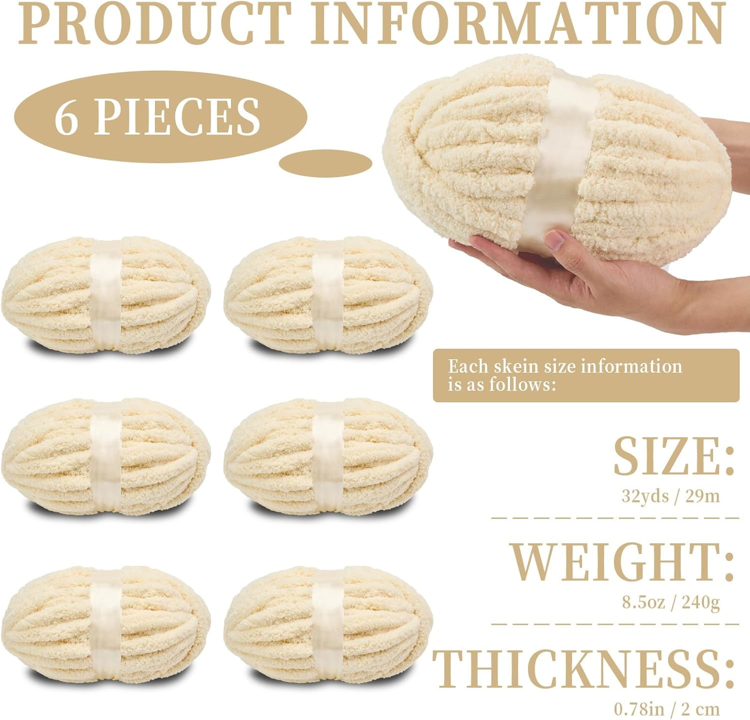 6Pack (32 yds, 8.5 oz Each Pack) Chunky Chenille Yarn for Crocheting, Giant Yarn for Hand Knitting, Super Soft Jumbo Blanket Yarn Pink