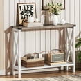 thumbnail image 2 of LARMNEE Farmhouse Console Table Narrow Entryway Table with 2 Open Shelves Hallway Living Room White and Gray WG08XG01, 2 of 9