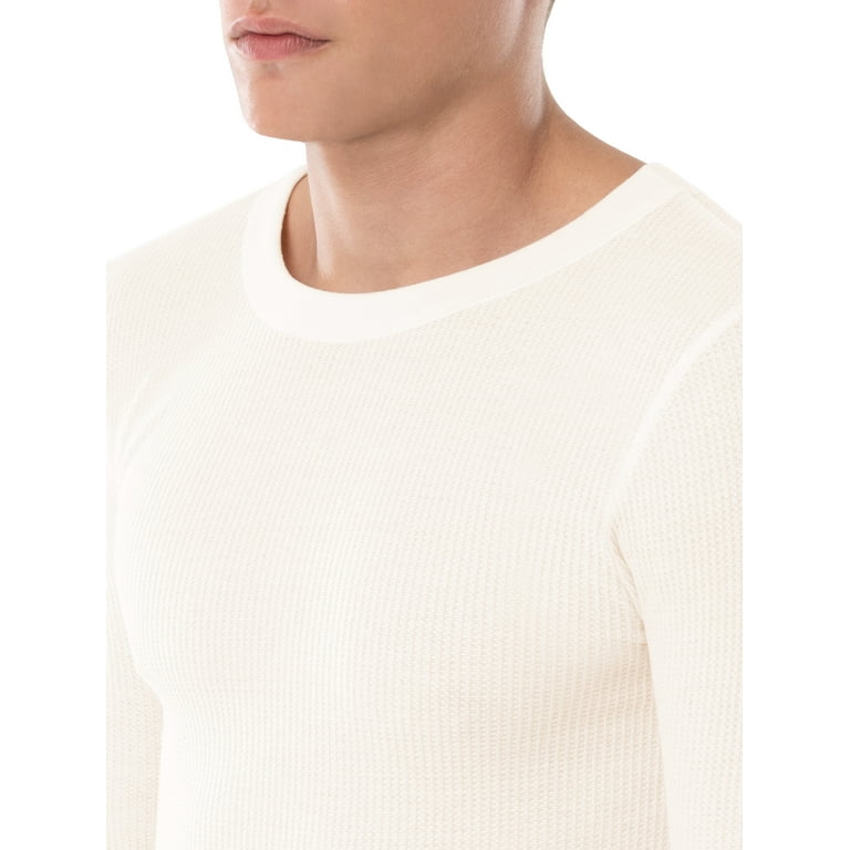 トップス SECOND/LAYER VEAL THERMAL WHITE Fruit of the Loom Men's 2-Pack Thermal Waffle Crew Top for