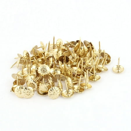 7/16-inch Dia Chrysanthemum Nail Pushpin Upholstery Thumb Tack Gold Tone 100pcs