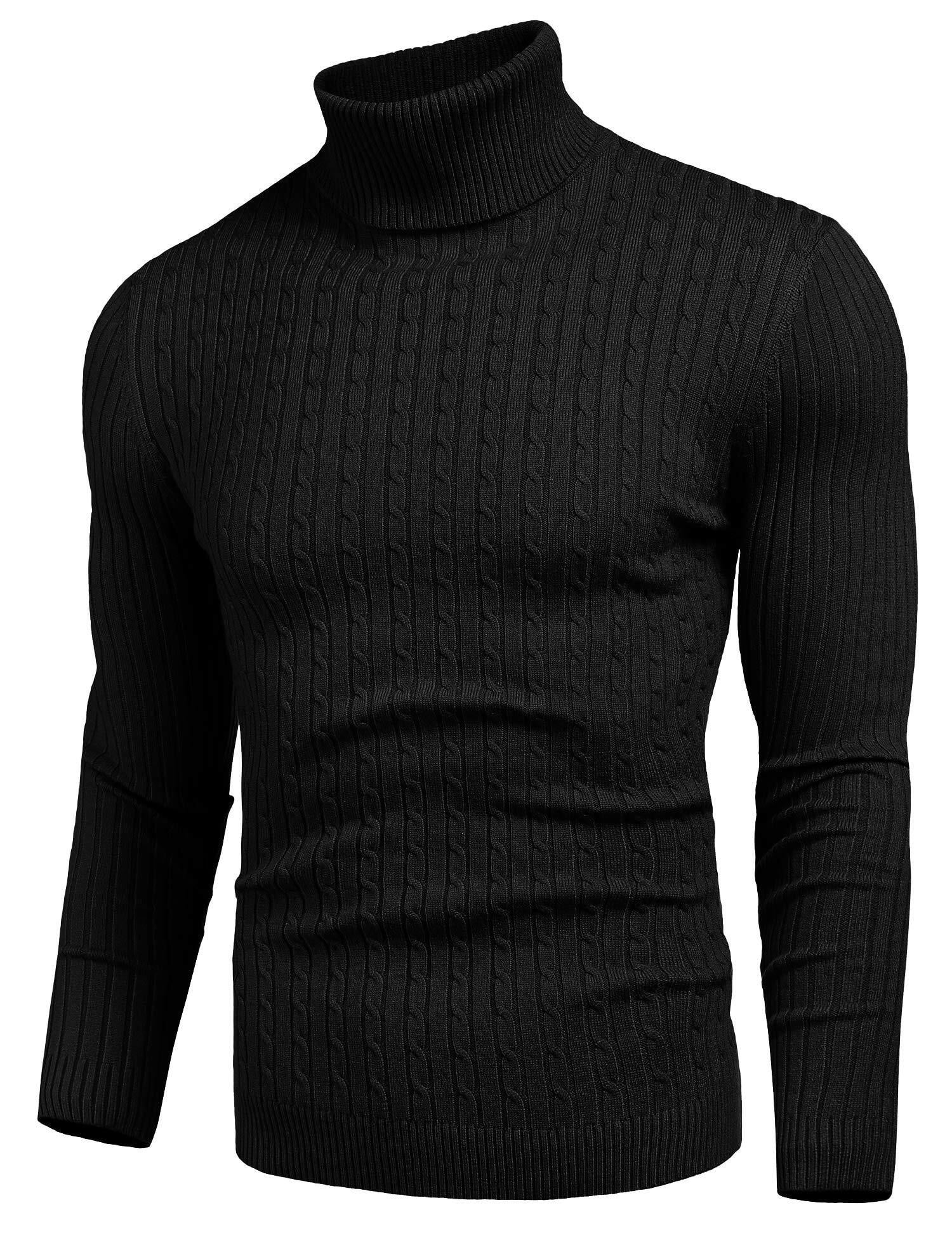 nine bull Mens Slim Fit Turtleneck Sweater Long Sleeve Basic Pullover ...