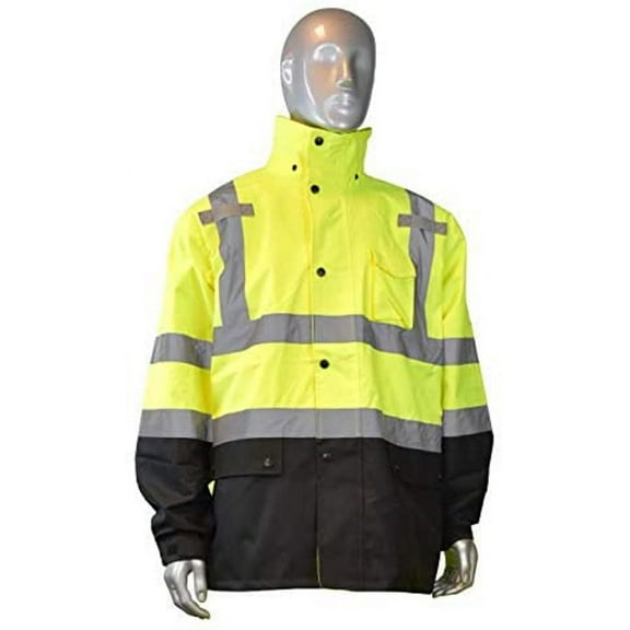 Radians® RW30 General Purpose Rain Jacket, Medium, Hi-Vis Green, 1/Each