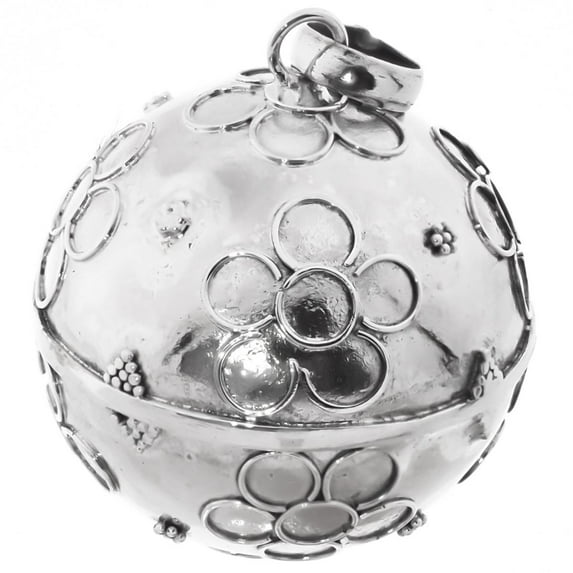 Round XL Large Harmony Chime Ball 925 Sterling Silver Pendant, 1 3/8"
