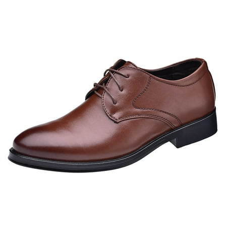 

Puawkoer Fashion Style Men s Breathable Comfortable Business Lace Up Work Leisure Solid Color Leather Shoes