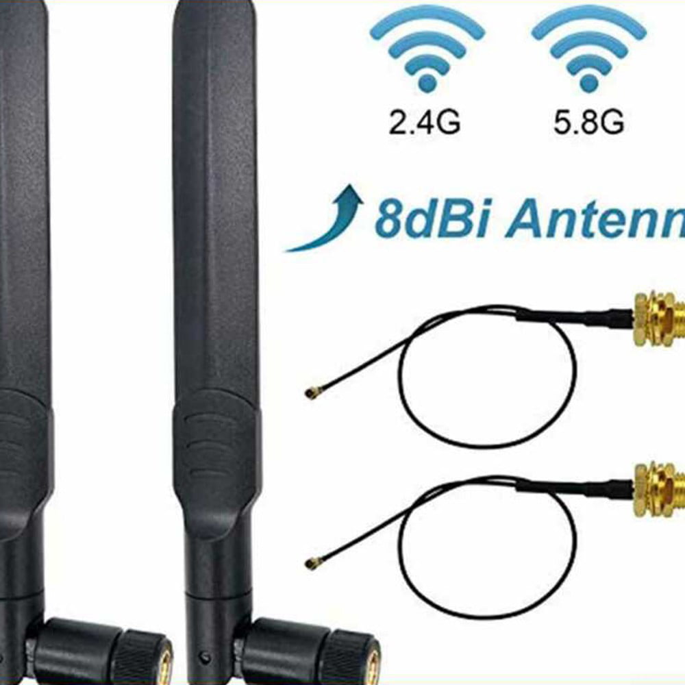 Dual Band 8dBi 2.4GHz 5GHz WiFi RP-SMA Antenna,15cm IPEX IPX U.FL Adapter Cable 