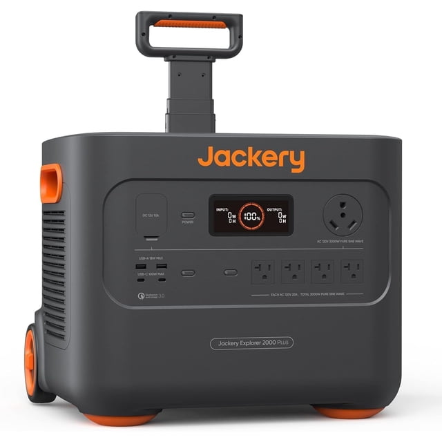 Jackery Portable Power Station Explorer 2000 Plus, Solar Generator with 2042Wh LiFePO4 Battery 3000W Output, Expandable to 24kWh 6000W, Compatible with Solar Panel for Outdoor RV Camping & Emergency