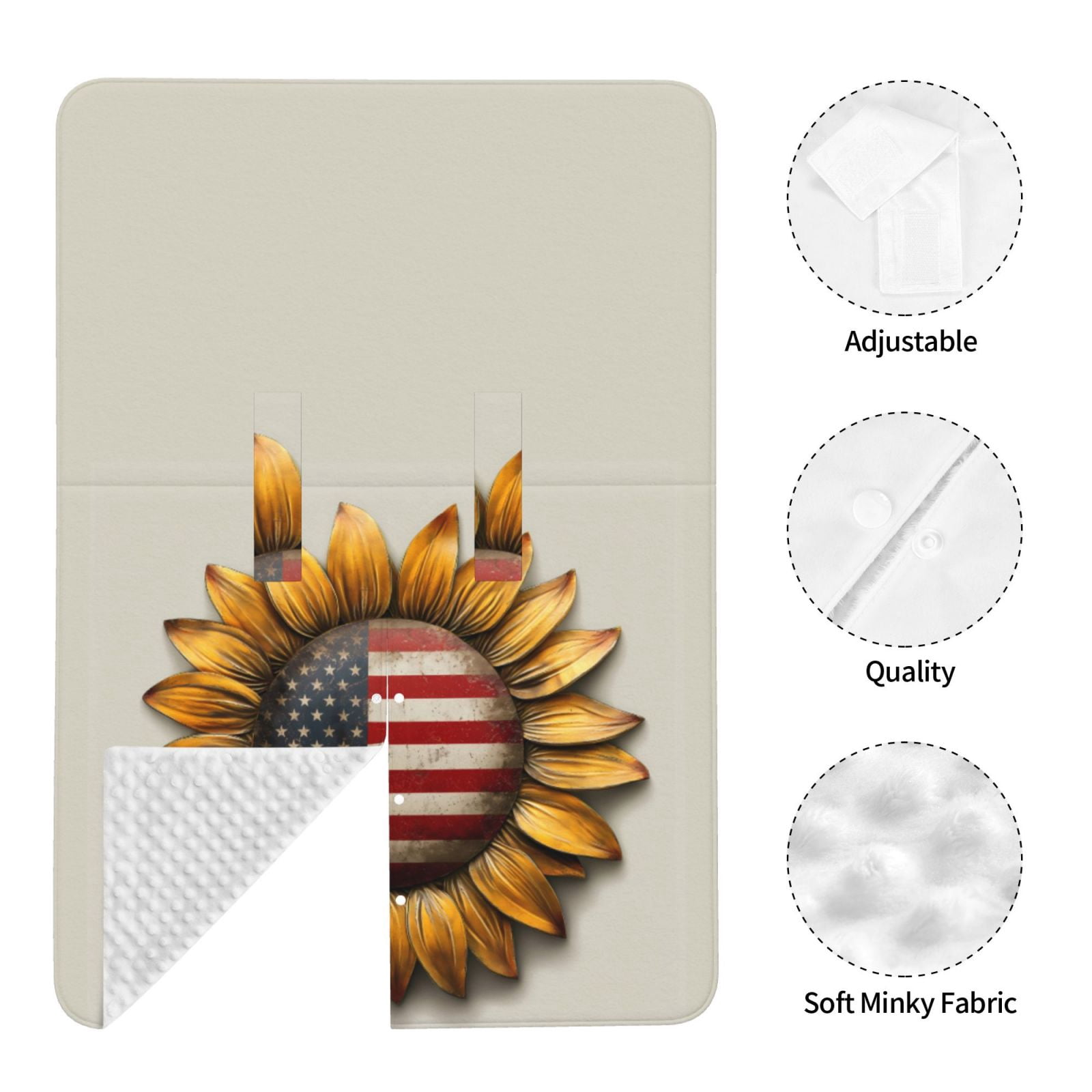 Car Seat Cover Baby - Patriotic Sunflower Flag Breathable Infant Car Seat Cover for Baby Carseat, Lightweight Comfort Baby Essentials Must Haves Newborn Stuff for Girl Boy