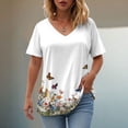 thumbnail image 6 of vigerkar Womens Summer Tops 2026 V Neck Short Sleeve Shirts Trendy Dressy Casual Vacation Outfits Printed (White, L), 6 of 9