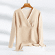 thumbnail image 1 of Top de lactancia de terciopelo con forro polar cálido para mujeres embarazadas, ropa de verano de manga larga sin costuras, ropa interior posparto con cuello en V, 1 of 5