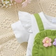 thumbnail image 5 of mgoYE Baby Girl Clothes Baby Girls Summer Outfit Print Ruffle Romper Suspender Pant 3PCS Infant Toddler Summer Clothes(Green,9-12 Months), 5 of 9