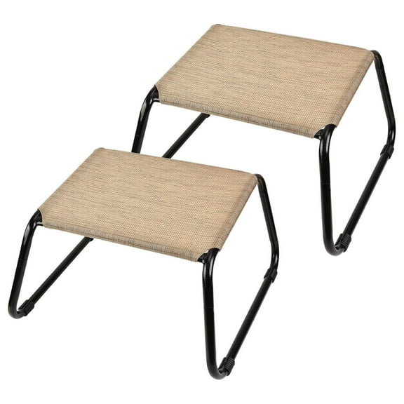 Outdoor Ottomans for Patio Textliene Footstools,All Weather Footrest Waterpfoof Small Seat for Balcony,Poolside,Porch Set of 2 Beige 2 Set-beige Large