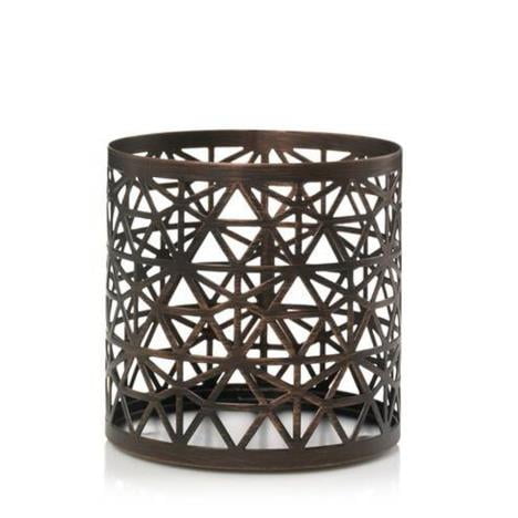 Yankee Candle Metal BELMONT Bronze Punched Metal Jar Sleeve/Candle Holder