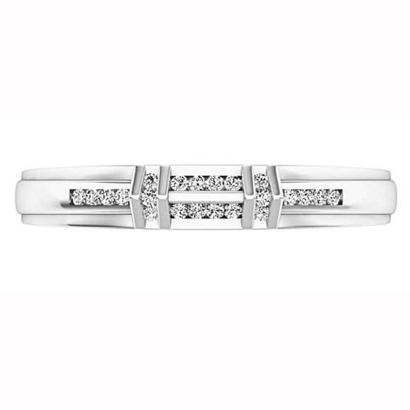 Dazzlingrock Collection 0.12 CT 10K Round White Diamond Mens Wedding Band, White Gold, Size 10