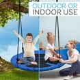 thumbnail image 2 of SereneLife Saucer Swing with Hang Kit, Outdoor Tree Swing with Swivel Spinner for Kids (Blue), 2 of 8