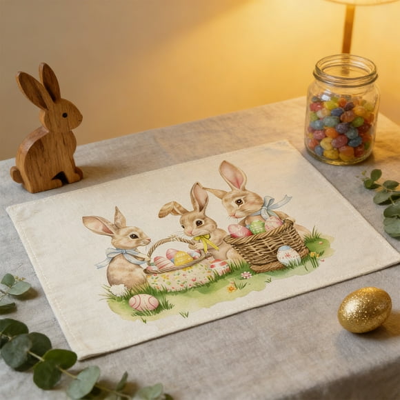 Mantel individual de poliéster, manteles individuales de Pascua, decoración de restaurantes de Pascua, manteles individuales aislantes, manteles individuales occidentales, manteles individuales aislan
