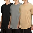 thumbnail image 4 of JMIERR Big and Tall Men's T Shirts Short Sleeve UnderShirts Cotton Hipster Crewneck Tee ,3 Pack,Black;Gray;Brown, 4 of 6