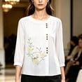 thumbnail image 2 of Kezqiaxn Blouses for Women Dressy Embroidery Half Sleeve Crew Neck Casual Loose Shirts Summer Tops Plus Size Fashion, 2 of 6